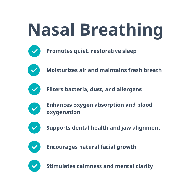 Nasal breathing benefits: better sleep, oxygen absorption, dental health, mental clarity